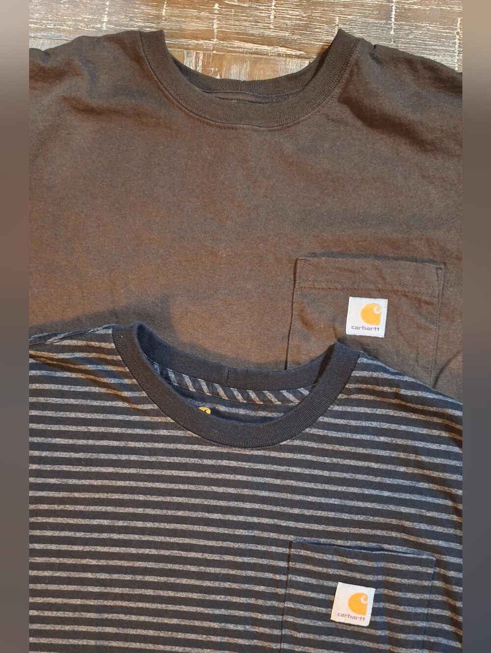 Carhartt Mens Shirts Size Large Tall (Lot Of 2) Short Sleeve Brown,Black & Gray